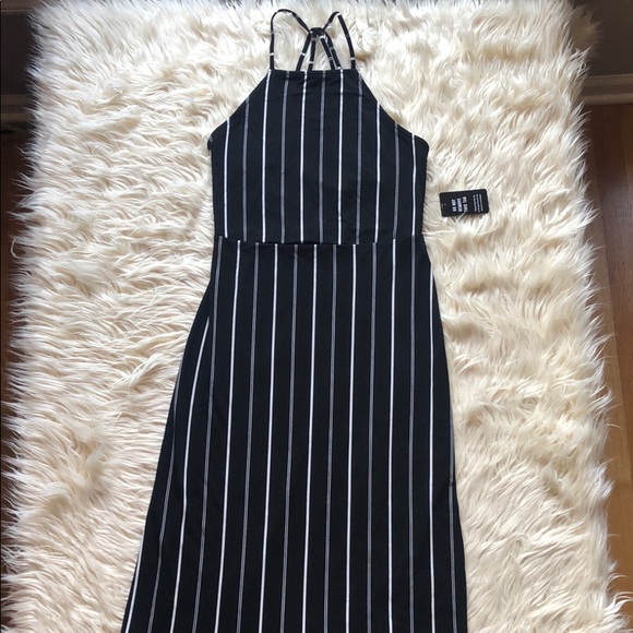 SOLD! Express NWT black & white stripe midi dress - Picture 2 of 6